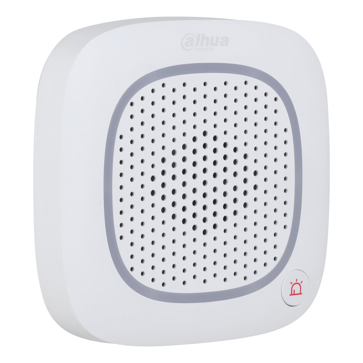 Witte Dahua ARA16-W2 draadloze intercom speaker, schuin vooraanzicht.