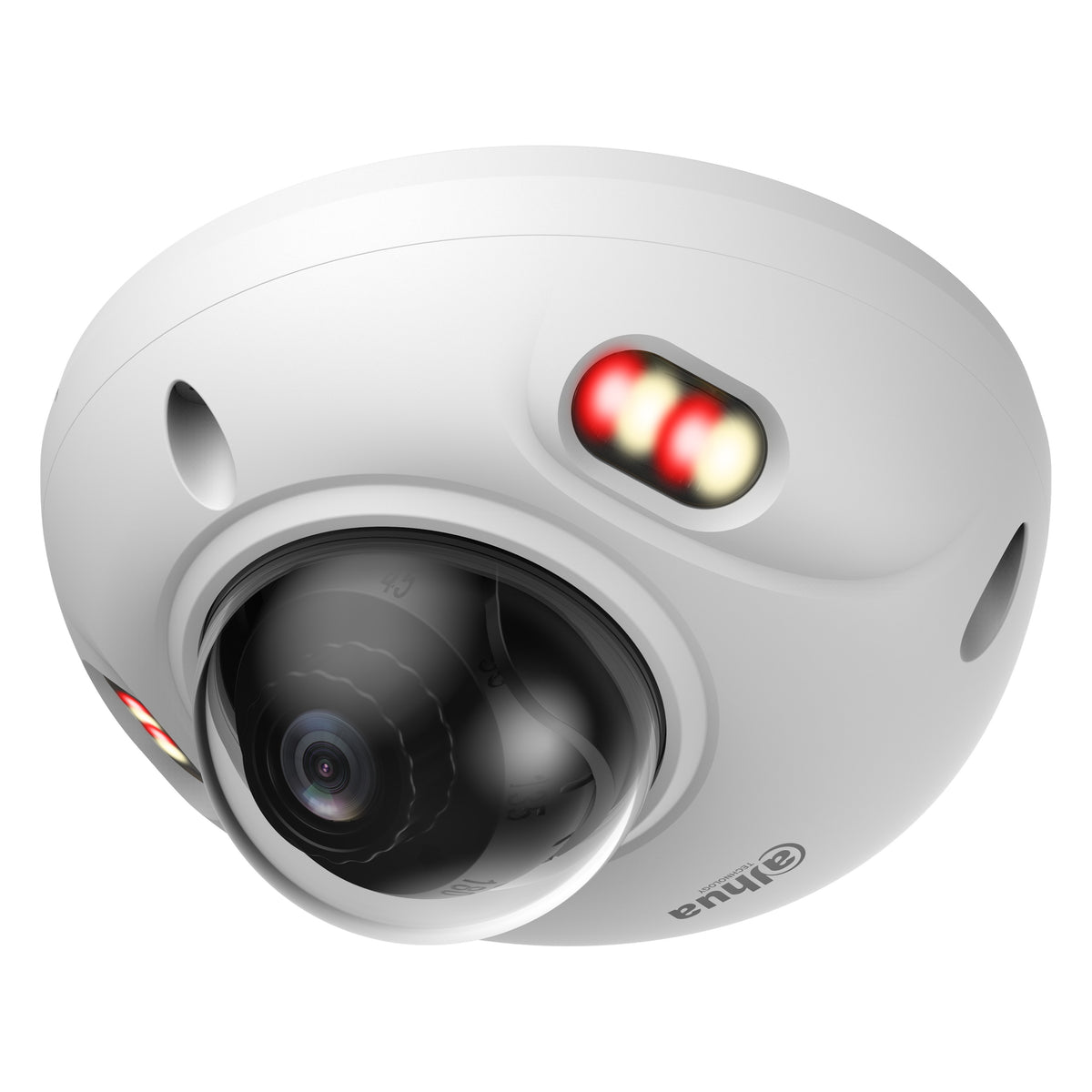 Witte Dahua 6MP WizSense 3 Mini Dome DH-IPC-HDBW3649FP-AS-IL-0280B, schuin vooraanzicht