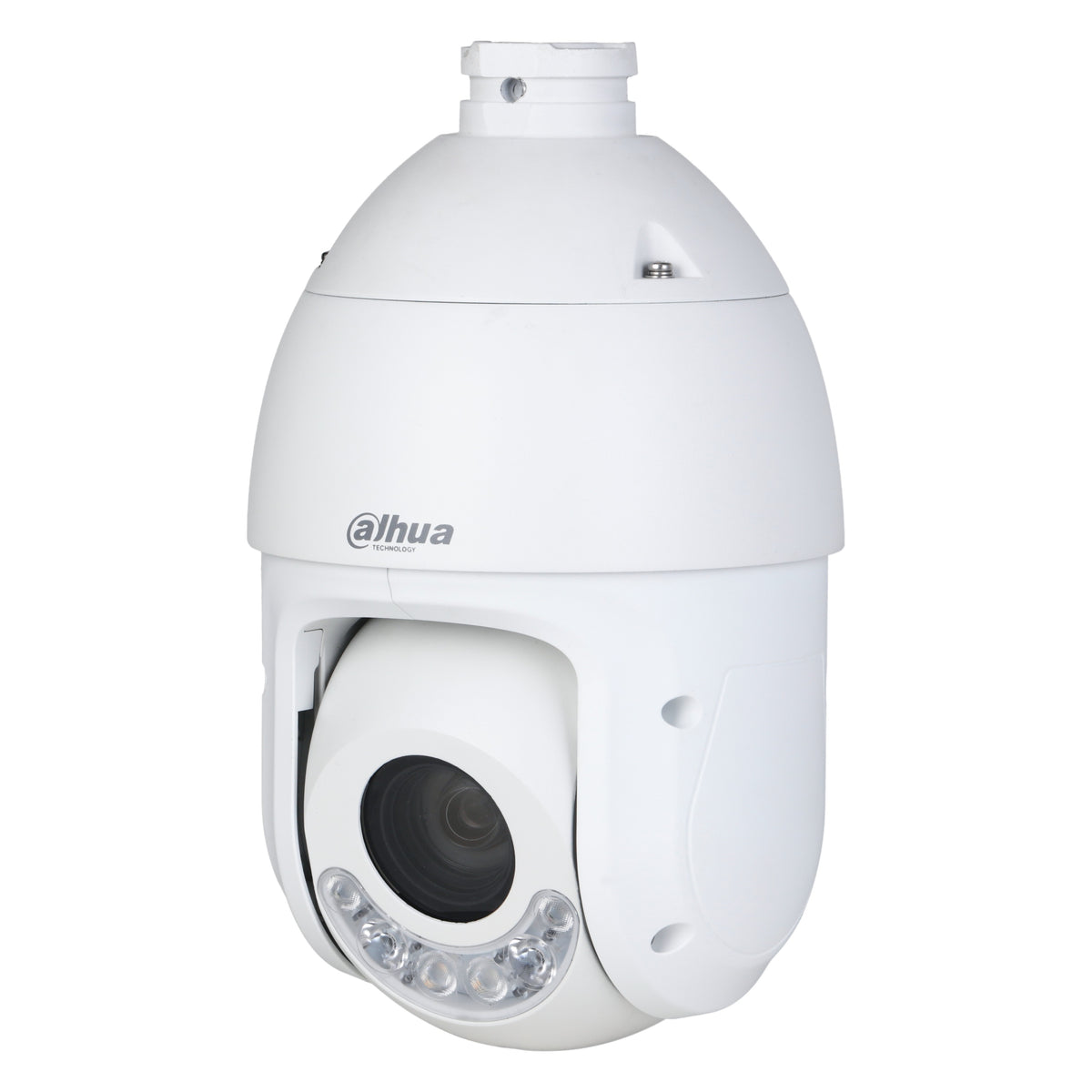 Witte Dahua 8MP Starlight PTZ DH-SD4E825MB-HNR-A-PV1, schuin vooraanzicht