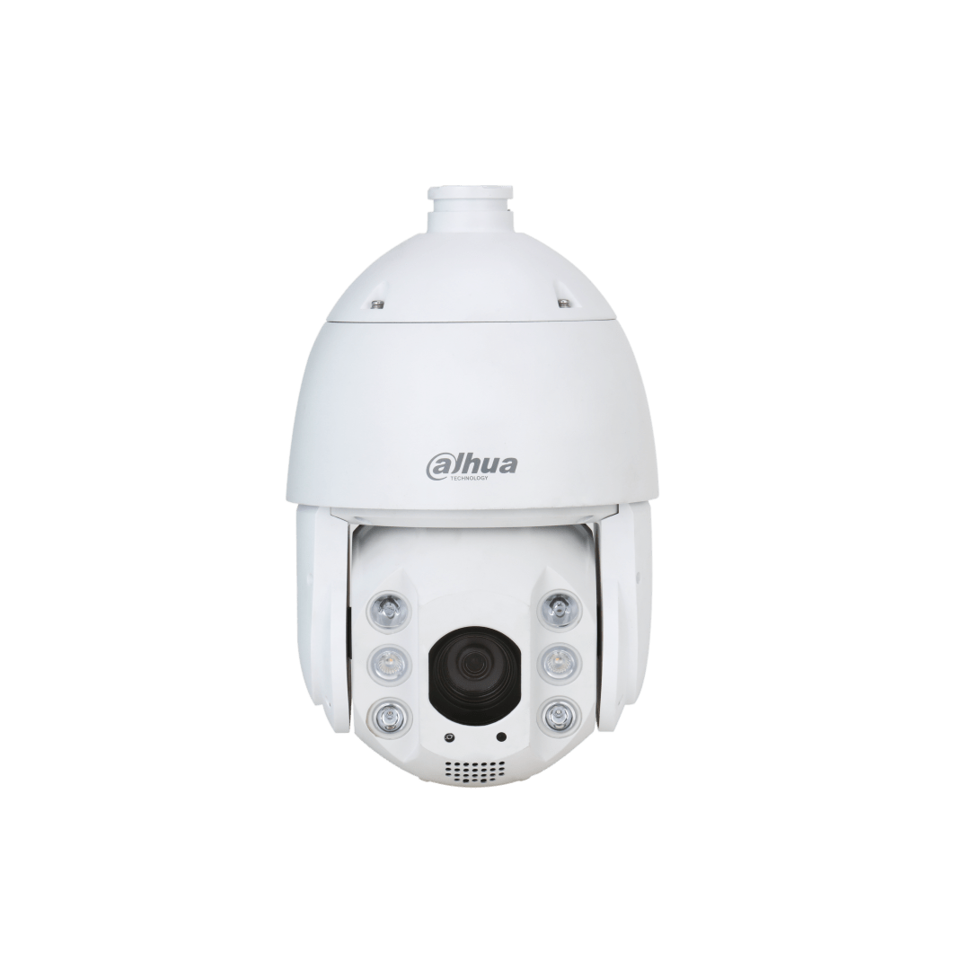 Witte Dahua TiOC PTZ-camera met 32x optische zoom, IR-verlichting en actieve afschrikkingsfuncties.