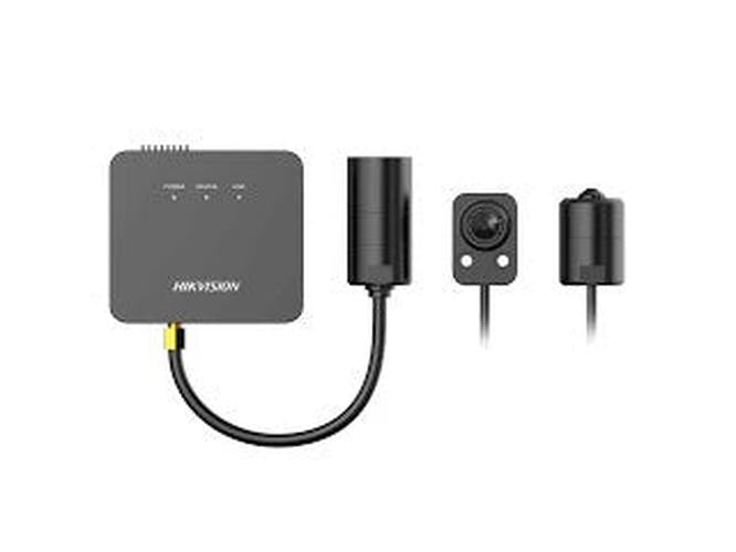 Zwarte Hikvision 2MP pinhole camera met L-vormige lensmodule en compacte hoofdunit voor discrete installatie.