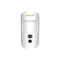 Witte Dahua AirShield draadloze PIR-bewegingsdetector met geïntegreerde camera voor foto-verificatie.