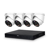 8-Kanaals Dahua AI-Bewaking Pakket met 4x Full-color Turret-Camera's | 8MP | Kleur wit