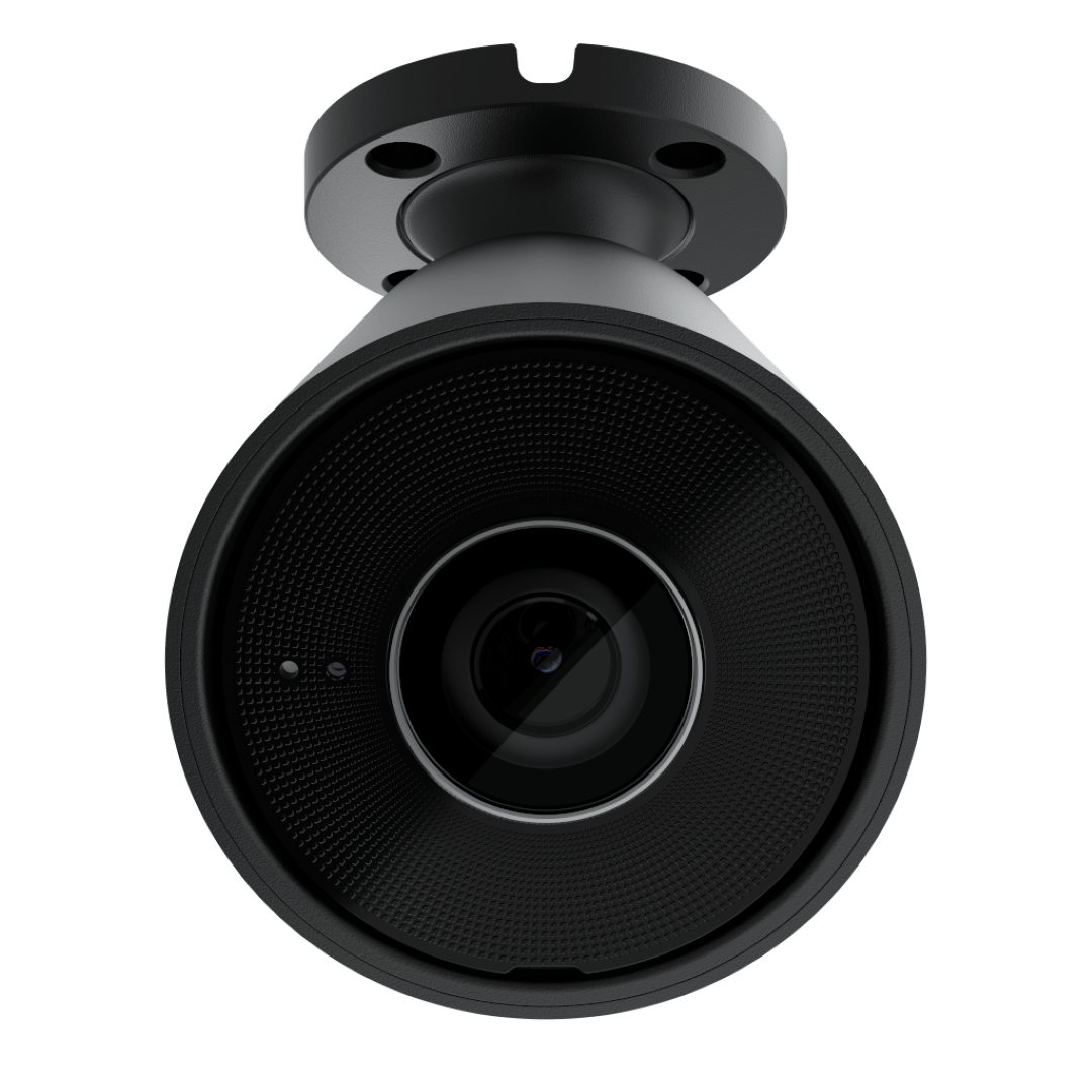 Zwarte Ajax BulletCam HL 8MP outdoor beveiligingscamera met 2,8mm lens en strak, modern design.