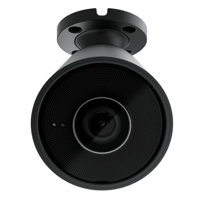 Zwarte Ajax BulletCam HL 8MP outdoor beveiligingscamera met 2,8mm lens en strak, modern design.
