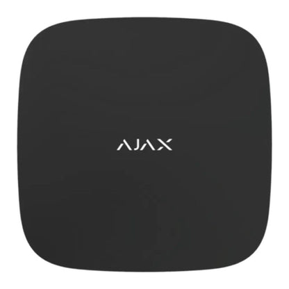 Zwarte Ajax 8-kanaals 4K NVR recorder met strak, vierkant design en wit Ajax-logo in het midden.