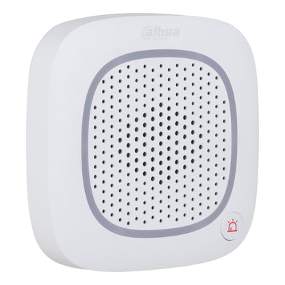 Witte Dahua ARA16-W2 draadloze intercom speaker, schuin vooraanzicht.