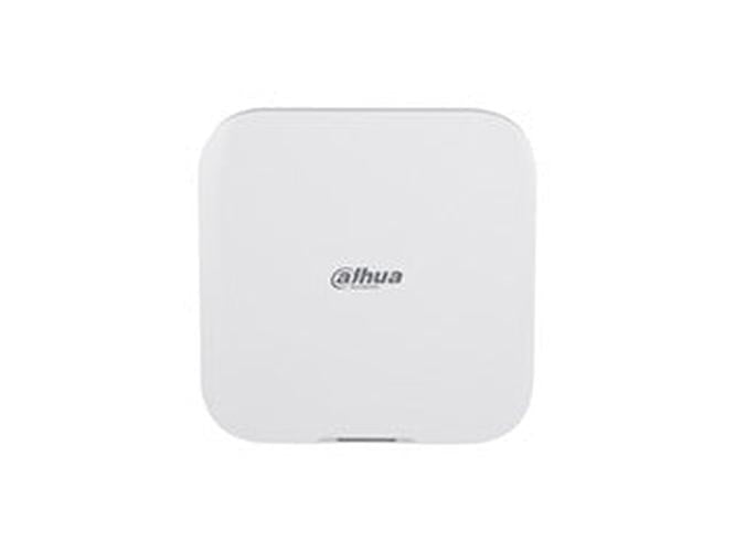 Witte Dahua AirShield Hub 2 alarmsysteem centrale met strak, vierkant design en centraal geplaatst logo.