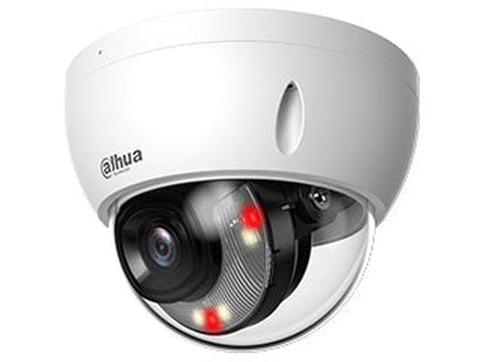 Witte Dahua 6MP WizSense dome camera DH-IPC-HDBW2649EP-S-IL-0280B-S2 met Smart Dual Light, schuin vooraanzicht