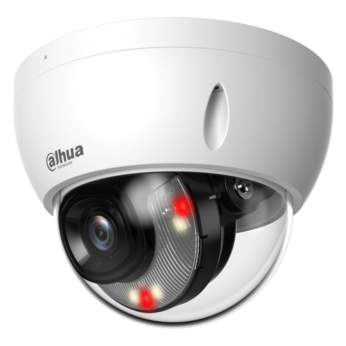 Witte Dahua 8MP WizSense Dome DH-IPC-HDBW2849EP-S-IL-0280B-S2, schuin vooraanzicht