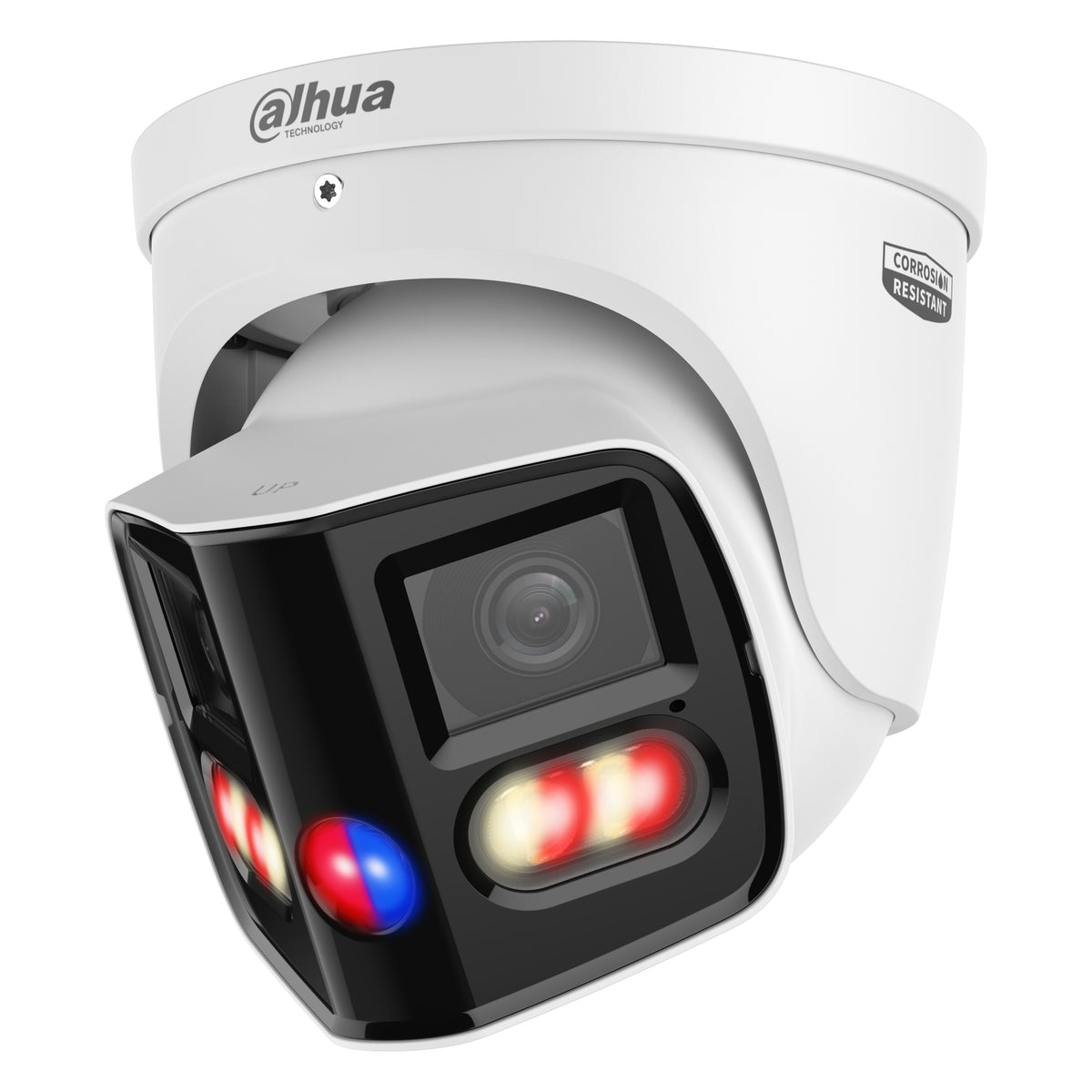 Witte Dahua 2x4MP TiOC Duo Panorama Eyeball DH-IPC-PDW3859-A180-AS-PV-ATC, schuin vooraanzicht