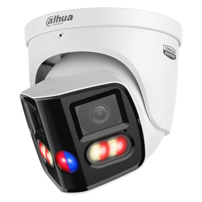 Witte Dahua 2x4MP TiOC Duo Panorama Eyeball DH-IPC-PDW3859-A180-AS-PV-ATC, schuin vooraanzicht