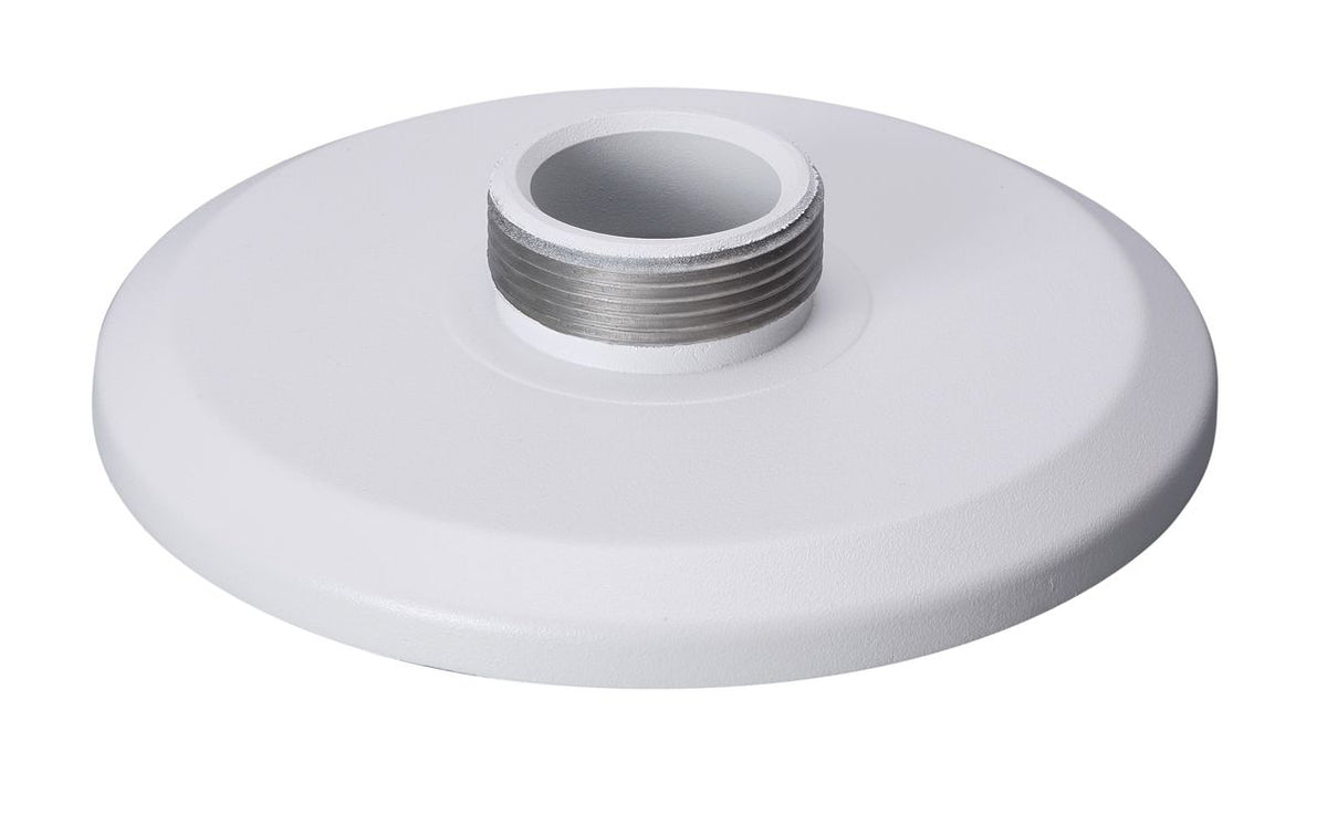 Witte aluminium Dahua PFA100 hangbeugel voor dome camera's met schroefdraad voor wand- of plafondmontage.
