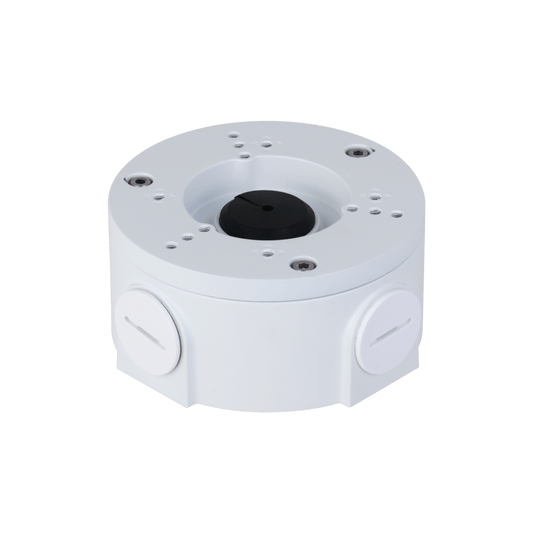 Witte, ronde Dahua aluminium junction box met anti-corrosiecoating voor dome camera's.