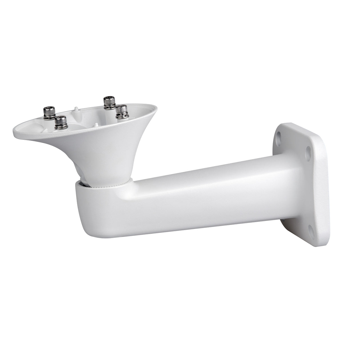 Witte Dahua PFB604W aluminium muurbeugel voor camera's, schuin zijaanzicht.