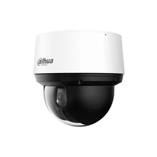 Witte Dahua SD4A216DB-HNY PTZ speed dome camera met zwarte lensbol en 16x optische zoom voor professionele beveiliging.