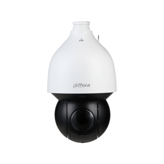 Dahua WizSense 2MP PTZ-camera met witte anti-corrosie behuizing en zwarte roterende lensmodule.