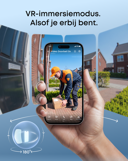 Eufy Video Deurbel S4 VR-modus: rondkijken in 180° beeld via de smartphone