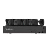 Foscam FNA108E-B4-2T Black – 8MP 4K PoE NVR Set with 4 Bullet Cameras and 2TB