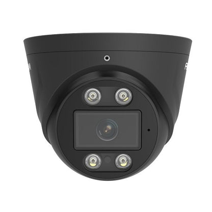 Zwarte Foscam T8EP 4K PoE turret beveiligingscamera met spotlight en IR-nachtzicht voor buiten.
