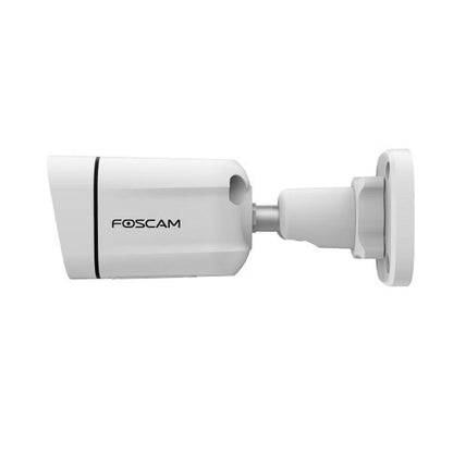 Witte Foscam V8EP 8MP PoE bullet beveiligingscamera met spotlight en verstelbare muurbeugel.