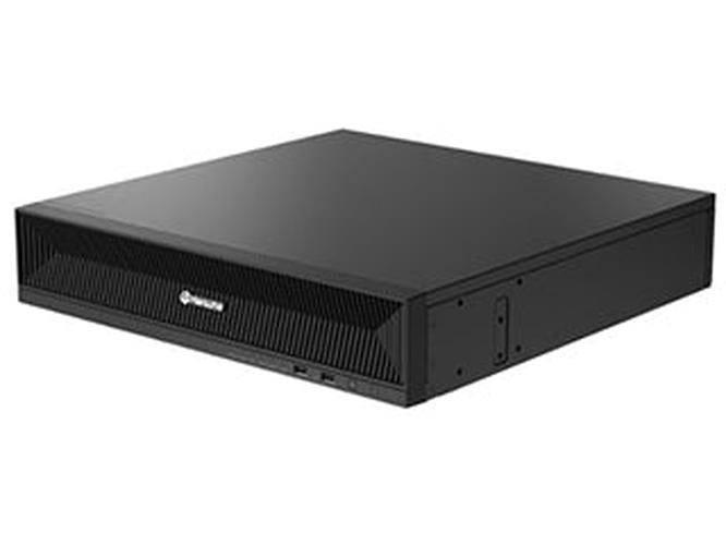 Zwarte Hanwha XRN-3220B2 32-kanaals NVR netwerk videorecorder in een robuuste 2U rackbehuizing.