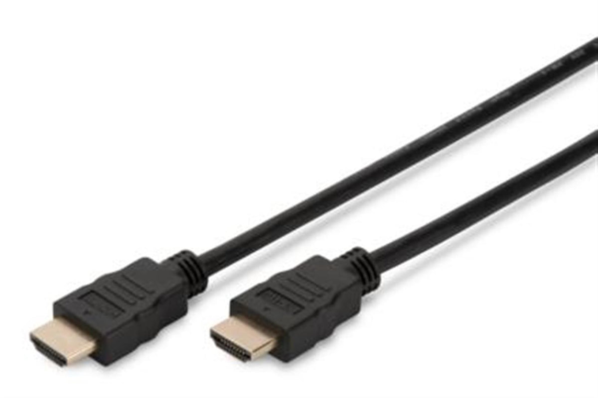 5 meter black HDMI High Speed cable with gold-plated connectors and durable plastic housing.