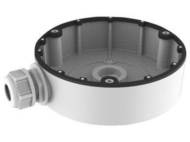 Witte Hikvision DS-1280ZJ-DM8 aluminium inbouwmontagebeugel voor dome camera's met waterdichte kabeldoorvoer.