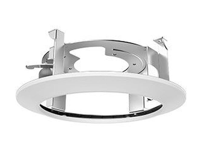 Witte aluminium Hikvision DS-1605ZJ inbouwbeugel voor dome camera's met een ronde montageplaat.