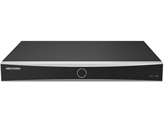 Zwarte Hikvision 8-kanaals AcuSense Vpro NVR met strak design en centraal statuslampje.