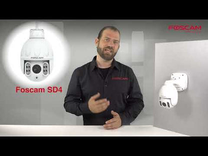 Foscam SD4 | 4MP WiFi PTZ Camera | 4x Optische Zoom | 355° Pan + 90° Tilt | IR Nachtzicht 20m | Dual-band WiFi | IP66 | ONVIF | Wit