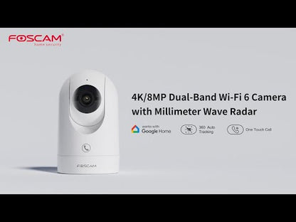 Foscam R8M | 8MP 4K WiFi Indoor PTZ Camera | 355° Pan + 90° Tilt | 2.8mm Vast | 108° | IR Nachtzicht 8m | AI Bewegingsdetectie | Dual-band WiFi | SD 256GB | Wit