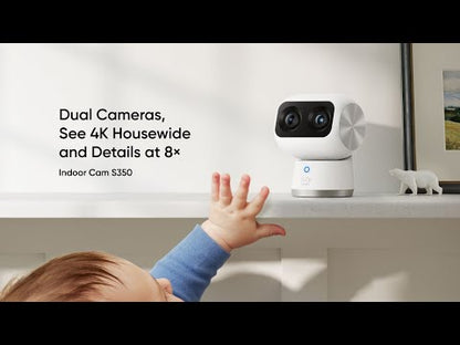 Eufy Indoor Cam S350 | 4K + 2K Dual Lens | 8× Zoom | 360° PTZ | AI-Tracking | Nachtzicht