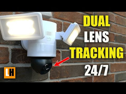 Eufy E340 Floodlight Camera | Dual-Lens 2K+3K | 360° PTZ | 2000 Lumen | AI-Tracking | 24/7 | WiFi 6