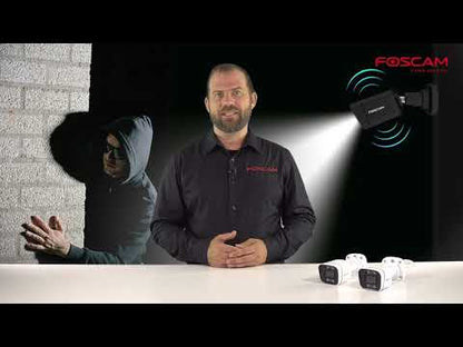 Foscam V8EP | 8MP 4K PoE Bullet Camera | 4.0mm Vast | 90.1° | Kleur Spotlight + IR Nachtzicht | AI-detectie | Geluid+Lichtalarm | IP66 | ONVIF | Zwart