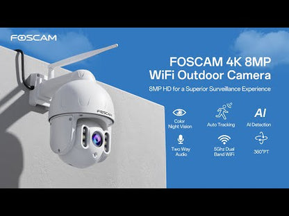 Foscam SD8EP | 8MP 4K PoE PTZ Camera | 4x Optische Zoom | 355° Pan + 90° Tilt | IR Nachtzicht 20m | IP66 | ONVIF | Wit
