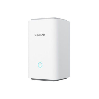 Witte Reolink Hub P1 WiFi 6 beveiligingshub met strak design en blauw statuslampje.